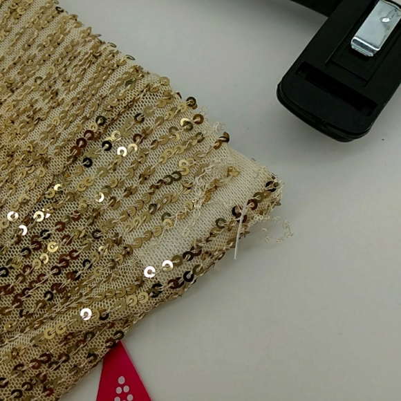 NWT Milk & Honey Gold Sequin Slit Elastic Waist Hidden Zipper Skirt M - Picture 3 of 8